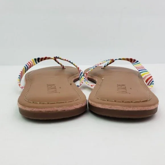J. Crew Womens Size 5 Multi Color Striped Slip On Thong Flip Flop Sandals AX836 - Picture 7 of 10